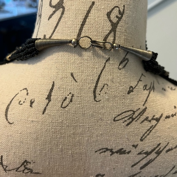 Vintage Multi Strand Hand Strung, Native, Black Seed Bead, Cleopatra Necklace. - Picture 2 of 8